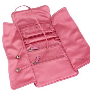 Coach Women's Large Pink Satin Jewelry Roll Travel Organizer